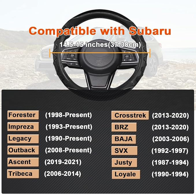 GIANT PANDA Steering Wheel Cover for Subaru Forester, Car Steering Wheel Cover for Subaru Outback and Crosstrek - Black
