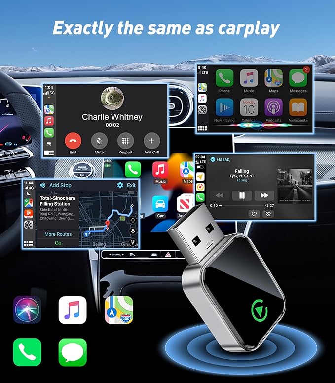 Wireless CarPlay Adapter for iPhone(2025 Upgraded),Mini Size & Plug - Play,Converts Wired to Wireless Apple CarPlay,No Delay Carplay Dongle for Apple iOS 10+/Android 11+ and Above