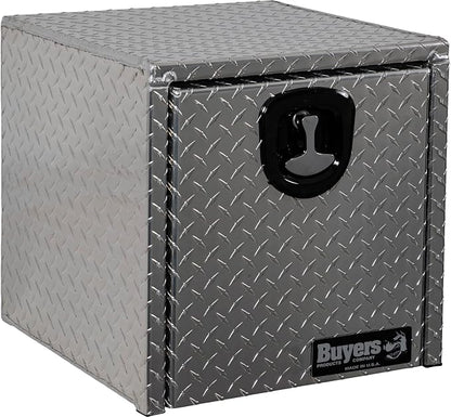 Buyers Products 1705101 Diamond Tread Aluminum Underbody Truck Tool Box, 18 x 18 x 18, Made in USA, .100 in. Thick, Corrosion Resistant, Locking Compression Latch, Secure Storage for Work Trucks