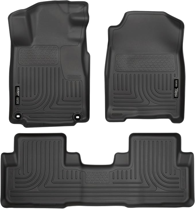 Husky Liners Weatherbeater Floor Mats | Fits 2012-2014 Honda CR-V | Front & 2nd Row, 3-pc Black - 98451