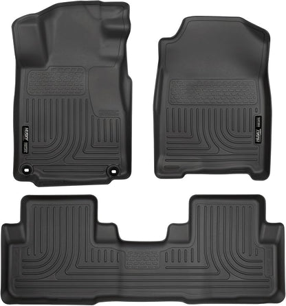 Husky Liners Weatherbeater Floor Mats | Fits 2012-2014 Honda CR-V | Front & 2nd Row, 3-pc Black - 98451