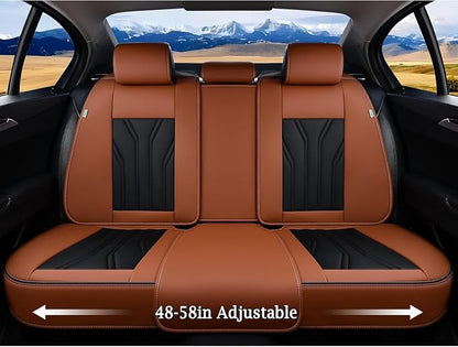 FLORICH Rear Seat Covers Leather Car Seat Covers Waterproof Back Seat Cover Automotive Seat Covers Universal Seat Cushion Protector for Most Cars Trucks SUV-Brown&Black