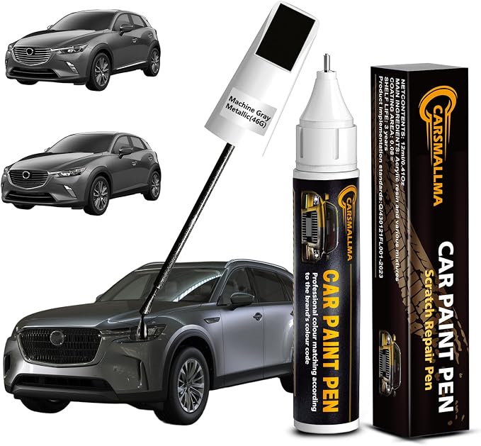 46G Machine Gray Metallic Car Touch Up Paint for Mazda, Color Accurate Car Paint Scratch Repair Pen Kit Quick & Easy Fix Vehicle Chips and Automotive Nicks Scuff