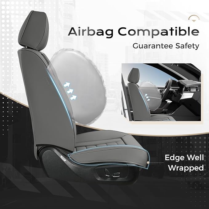 Coverado Car Seat Covers, Front Covers for Cars, Car Seat Cover Front Seats, Automotive Seat Cover, Waterproof, Leather Car Seat Cushion, Universal Interior Covers Seat Protectors for Most Cars