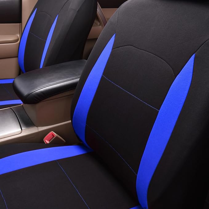 Flying Banner Car Seat Covers Full Set Front Seats and Rear Bench Polyester car seat Protectors Black Gray Purple airbag Compatible Rear Bench Split (Black Blue)