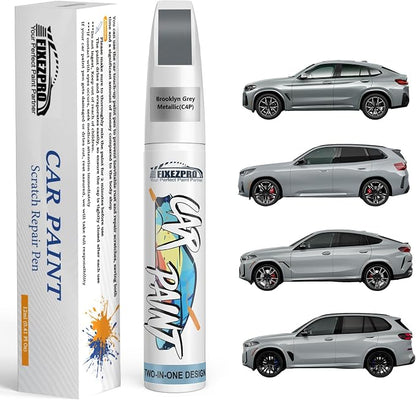 C4P Brooklyn Grey Metallic Touch Up Paint for BMW, Color Exact Match Car Paint Scratch Repair Remover Pen Kit Quick & Easy Fix Vehicle Chips and Automotive Nicks Scuff