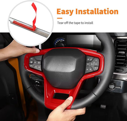 9PCS Full Set Interior Trim Kit Fit for Ford Bronco 2021-2024 4 Door,Center Console Gear Shift Panel Inner Door Handle (Red)