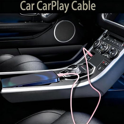 1.5FT Cute Pink iPhone 17/17E Car Carplay Cable for iPhone 17/16/15, 15/16/17 Pro Max 15 16 Plus Cord, Long USB A to USB C Cable for iPad 10th Gen iPad Pro, Air 5th 4th Mini 6th Replacement Cord