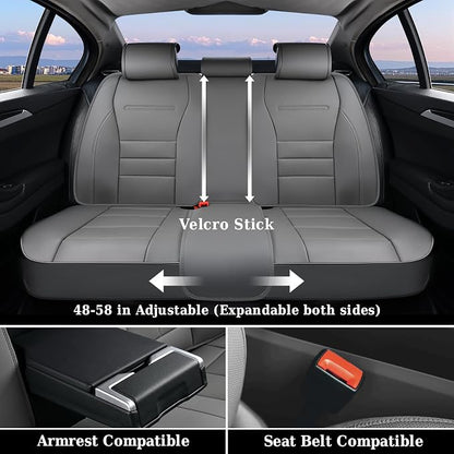 Coverado Seat Covers Full Set, Seat Covers for Cars, Gray Car Seat Cover, Waterproof Car Seat Protector, Nappa Car Seat Cushion, 5 Pieces Car Seat Covers Front Seats and Back Fit for Most Cars