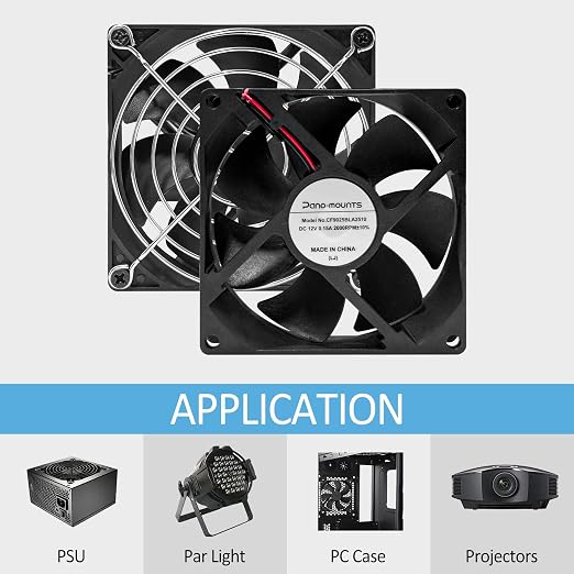 2 Pack 90mm 92mm 12V DC Computer PC Fan 2 Wire 3pin Cooling Fan for Computer Case Cooler 2000RPM