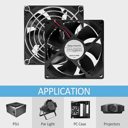 2 Pack 90mm 92mm 12V DC Computer PC Fan 2 Wire 3pin Cooling Fan for Computer Case Cooler 2000RPM