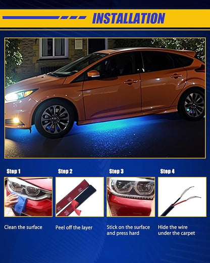 Car Led Light Strip,Blue Interior Lights for Trucks 30CM 15 SMD IP67 Waterproof Car Underglow Lights for Car Motorcycles Boat Golf Cart Home Decoration with 3M Tape(6PCS)