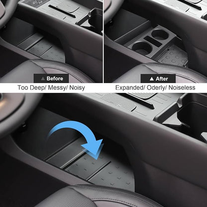 2024 2025 2026 Santa Fe Center Console Organizer (Lower) for Hyundai Santa Fe (SE/SEL/XRT/Limited/Calligraphy), Durable ABS Plastic&Anti-Slip Rubber Cup Holder Insert 2025 Santa Fe Accessories