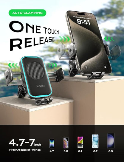 Wireless Car Charger,15W Fast Charging Auto Clamping Phone Holders for Your Car Compatible with iPhone 16/15/14/13, for Samsung Galaxy S24 Ultra S23 S22 S21, S20, S10+, Black