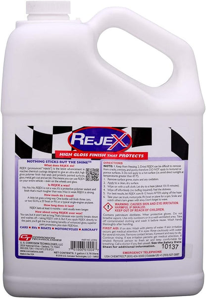 RejeX High Gloss Finish That Protects, Long-Lasting Polymer Coating for Cars, Trucks, Boats, RV, Motorcycles, Aircraft, Glass, Painted Metal, Fiberglass, Acrylic, Gel Coat & Plastic Surface, 128 Fl Oz