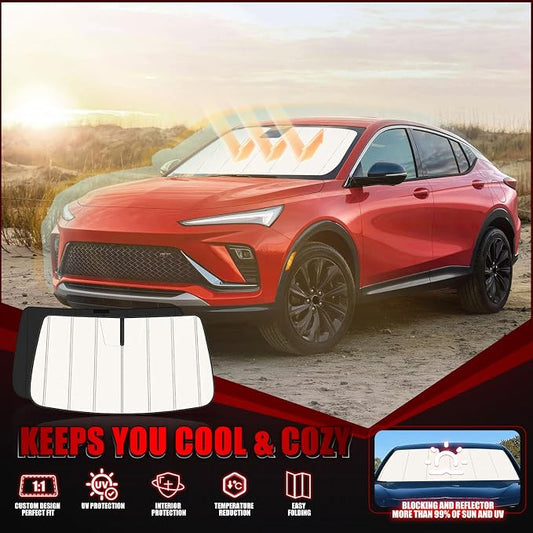 Windshield Sun Shade for Buick Envista 2024-2025 2026, Front Window Visor Accessories, Folding Design Blocks Heat & UV Rays Maintain Cool Interior and Save Space