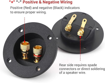 Facmogu 2PCS 3 Inch Round 2-Way Speaker Box Terminal Cup Binding Post, Power Speaker Screw-in Terminal Plates, 3 Inch Subwoofer Box Terminal Banana Plugs for DIY Home Speaker Kits