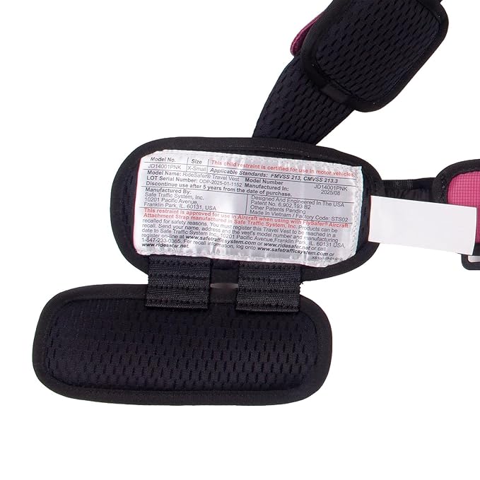 RideSafer Gen 5 - Extra Small (XS) Pink, Lightweight, Compact, Portable Car Seat, 2+ Years; 26.5–40 lb - Perfect for Travel and Everyday Child Safety