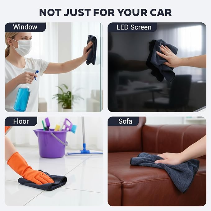 4 Pack 36x24 Inch Large Microfiber Car Drying Towels, Microfiber Towels for Cars, Ultra Absorbent, Streak Free, Scratch Free, Lint Free, Quick Dry, Multi-Purpose