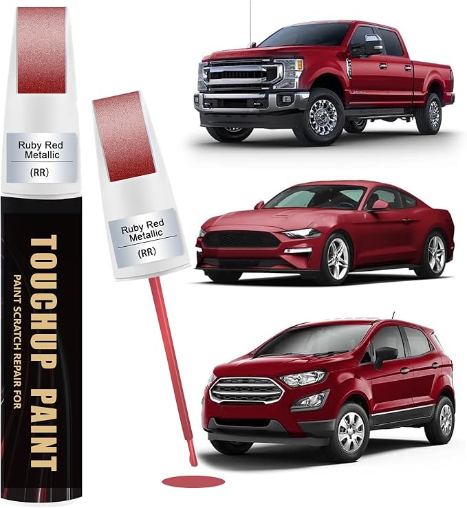 Ruby Red Metallic Tinted Clearcoat(RR) Car Paint Touch Up Pen for Ford,2-In-1 Color Accurate Touch Up Car Scratch Repair Paint Exact Match Ford Series Automotive Scratch Remover for Nicks&Chips Repair