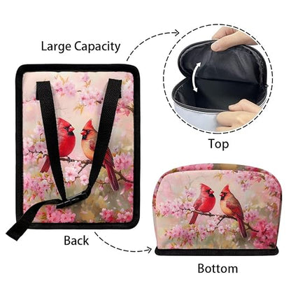 Cherry Blossom Cardinal Bird Print Car Trash Can with Lid Car Accessories for Men Women Trash Bin Hanging Back of Seat Collapsible Leak Proof Multipurpose Vehicle Garbage Can