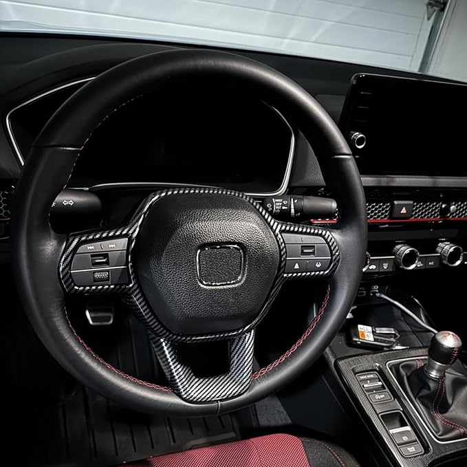 Carbon Fiber Steering Wheel Cover Compatible with 2022-2026 11th Gen Honda Civic