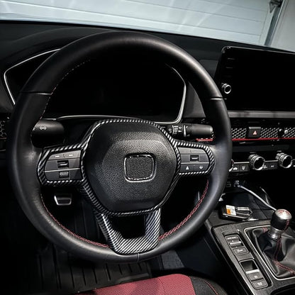 Carbon Fiber Steering Wheel Cover Compatible with 2022-2026 11th Gen Honda Civic