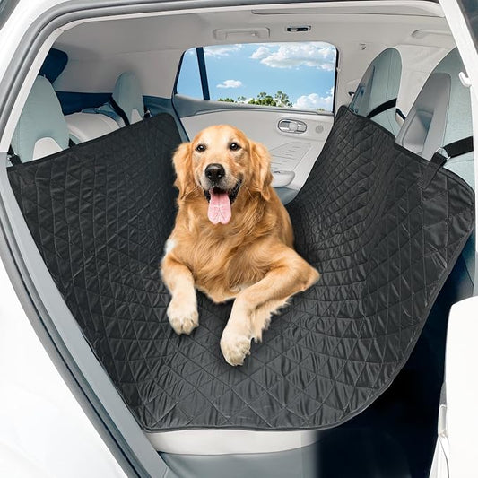 Extra Large Dog Car Seat Cover for Back Seat, Universal Fit Bench Car Seat Cover, Waterproof Dog Hammock for Car with Adjustable Straps, Durable Seat Protector for Cars, Trucks & SUVs, Black