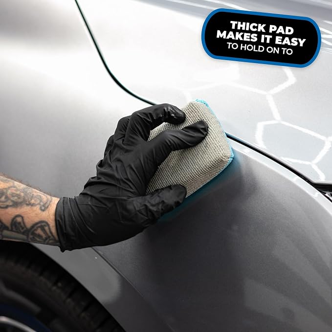 The Rag Company - Ultra No Soak Coating Applicator - Ultra Blue and Ice Grey - 6 Pack - 3 Inch by 5 Inch Applicator Sponge