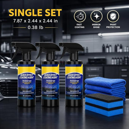 3-Pack Quick Effect Coating Agent for Car, Upgraded Car Coating Spray for Shine & Protection, Waterless Scratch Polish and Paint Shield Kit with 3 Microfiber Towels and 3 Sponges
