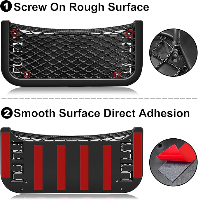 ABS Plastic Frame Automotive Cargo Nets Car Net Pocket Phone Car Mesh Net Holder RV Storage Boat Cargo Pocket Organizer Framed Mesh Net Pocket with Screws for Auto RV Net(2, 10 x 4.7 Inch)