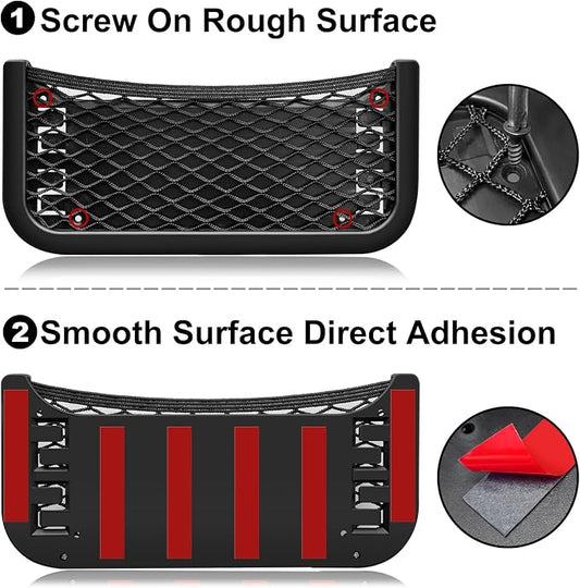 ABS Plastic Frame Automotive Cargo Nets Car Net Pocket Phone Car Mesh Net Holder RV Storage Boat Cargo Pocket Organizer Framed Mesh Net Pocket with Screws for Auto RV Net(2, 10 x 4.7 Inch)