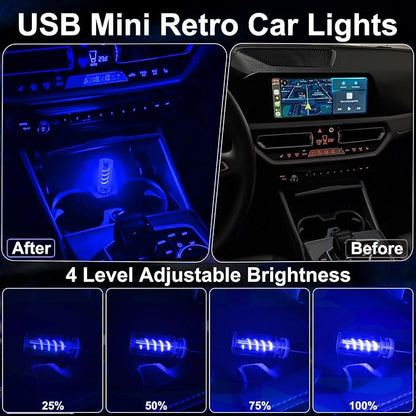 USB Light for Car, Touch Dimmable Retro Interior Lamp LED Ambient Lighting, Portable Mini Glass Bottle LED Bulb Night Light for Vehicle Bedroom Hallway Camping Holiday Decoration (Blue)