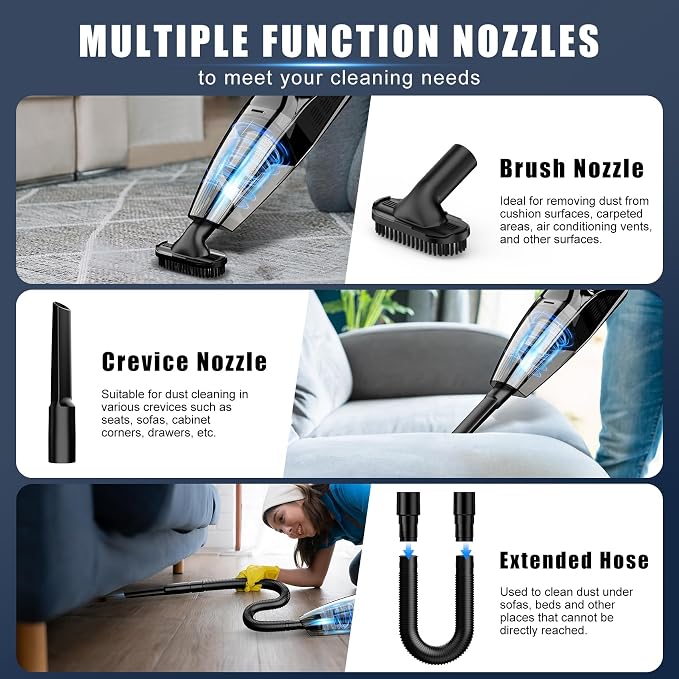 Upbooz Handheld Vacuum Cordless Rechargeable Portable Car Vacuum, 7500Pa Powerful Suction Mini Hand Held Vacuum, 670ML Cup Lightweight Small Vacuum Cleaner for Car/Office/Home, Pet Hair