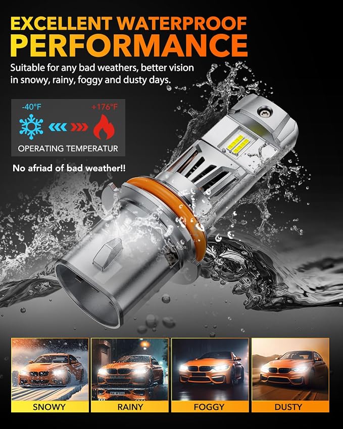 OXILAM 9007/HB5 LED Bulbs, 1000% Ultra-Bright, 1:1 Halogen Size 9007 Fog Lights, 3 Min Quick Install, 20 Years Lifespan, No Flicker, 99% Compatibility, Pack of 2