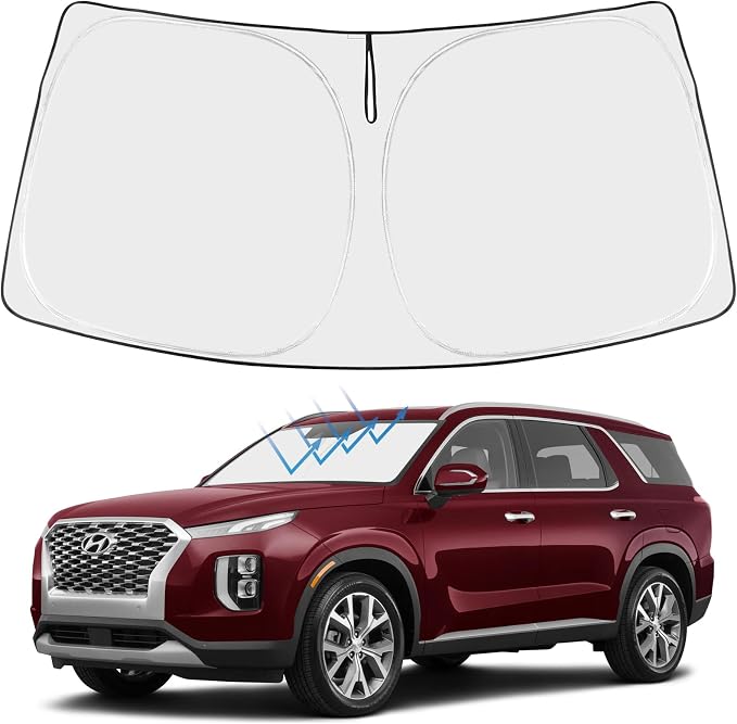 Proadsy 2026 Upgrade Front Windshield Sun Shade Foldable Sunshade Protector Custom Fit 2020-2025 Hyundai Palisade Accessories