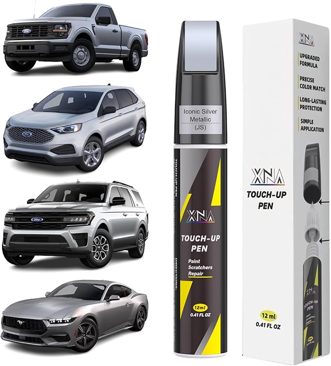 XNA Iconic Silver Metallic(JS) for Ford Touch Up Paint, Car Scratch Remover for Nicks and Chips Repair, 2-In-1 Quick & Easy Fix Car Scratch Repair Kit with Exact Color-Matched