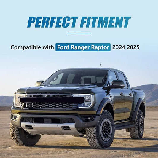 Central Control Gear Shift Panel Trim Cover Compatible with Ford Ranger Raptor 2024 2025, with Center Console Side Armrest Trim, Window Lift Switch Panel Cover