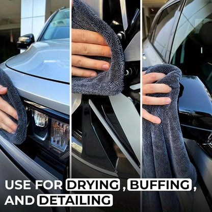 1200GSM Microfiber Car Drying Towel, Double-Twist Loop, Ultra-Absorbent, Quick-Dry, Lint- & Streak-Free, Scratch-Safe, for Car Wash & Detailing (1 Pack) (Dark Grey, 16" x 24")