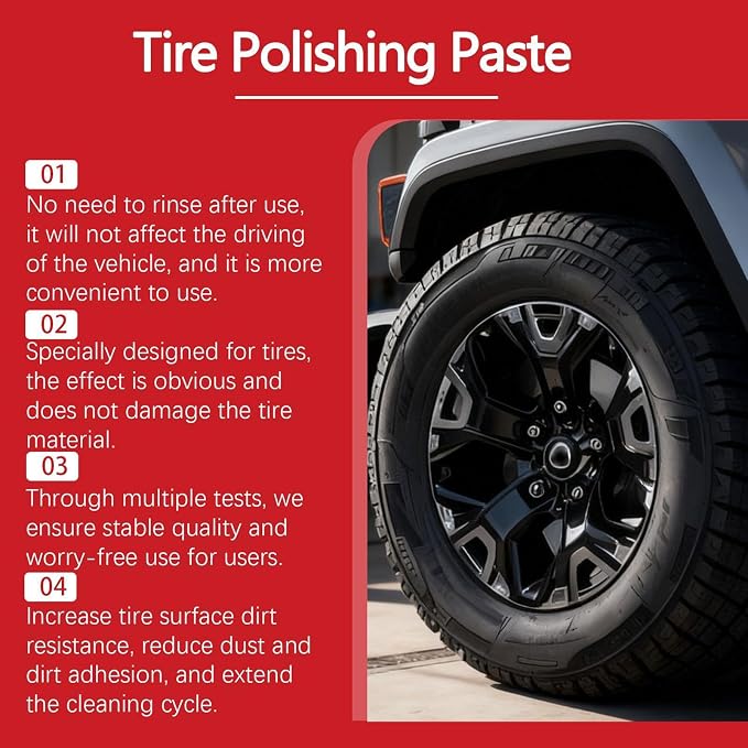 Car Tire Shine, Wheel Shine for Car Tires, Auto Wheel Polishing Paste Automotive Tire Care Product for Cars, Truck, Motorcycle, RV