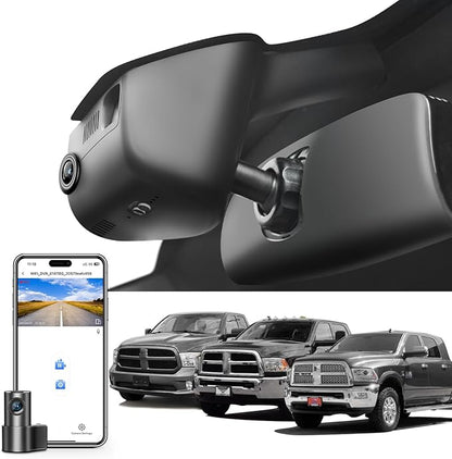 Mangoal 4K & Rear 1080P Dash Cam Custom Fit for Dodge RAM 1500/2500/3500 2013 2014 2015 2016 2017 2018,(Model B),Check Model Carefully,UHD 2160P Video,WiFi & App,128GB Card