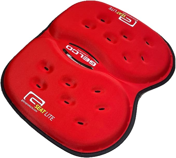 G Seat LITE Travel Gel Foam Cushion | Back Pain, Sciatica, Pressure Relief | Relieves Tailbone Discomfort, Promote Healthy Posture | Ergonomic Comfort | Car, Commute, Airplane and Travel - Red