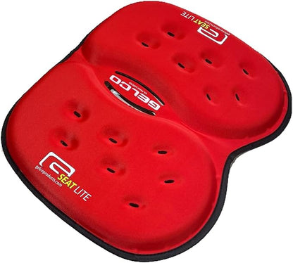G Seat LITE Travel Gel Foam Cushion | Back Pain, Sciatica, Pressure Relief | Relieves Tailbone Discomfort, Promote Healthy Posture | Ergonomic Comfort | Car, Commute, Airplane and Travel - Red