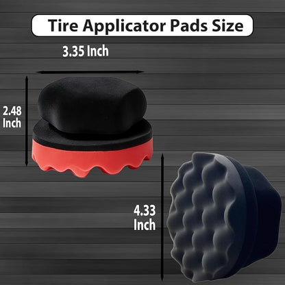 Tire Shine Applicator Pads, 4 Pcs Tire Dressing Applicator, Reusable Tire Shine Sponge Wave Contoured for Car Detailing, 4.33 inch (2 Red & 2 Black)