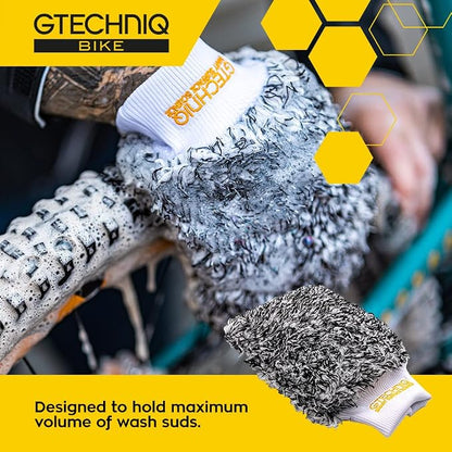 Gtechniq Bike Microfiber Wash Mitt | Ultra Low-Friction Glide, Inner Foam Core Holds High Volume of Wash Suds, Polyester Fibers Capture and Release Contaminants, Minimizes Swirls, Durable | bike-oils