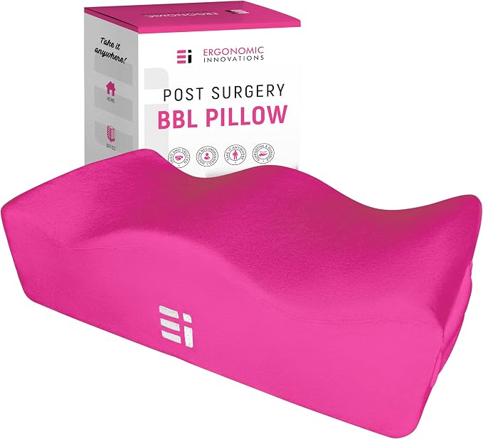 BBL Pillow After Surgery for Sitting - Brazilian Butt Lift Recovery Must Haves, Butt Pillow for Sitting After Surgery, Pain & Pressure Relief for Home, Office, Driving, BBL Supplies & Accessories Pink