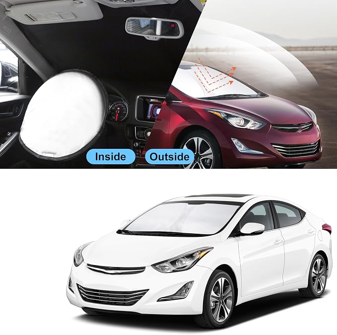 TINGLU Sun Shade for Hyundai Elantra 2011-2016 Accessories Windshield Sun Shade Window Shade UV Rays Protection Sun Visor Cover with Steering Wheel Sunshade Storage Bag