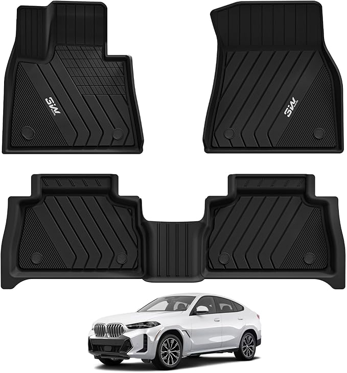 3W BMW X6 Floor Mats Fit for 2020 2021 2022 2023 2024 2025 2026 M/M50i/sDrive40i/xDrive40i G06 All-Weather TPE Floor Liner for BMW X6 1st 2nd Row Full Set Custom Fit Car Liners, Black