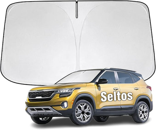 Windshield Sun Shade for Kia Seltos 2021-2026 Sunshade 300T Windshield Cover Shield Protector Blocks UV Rays Custom Fit Seltos Front Window Shades Windshield Accessories Keep Cool Foldable