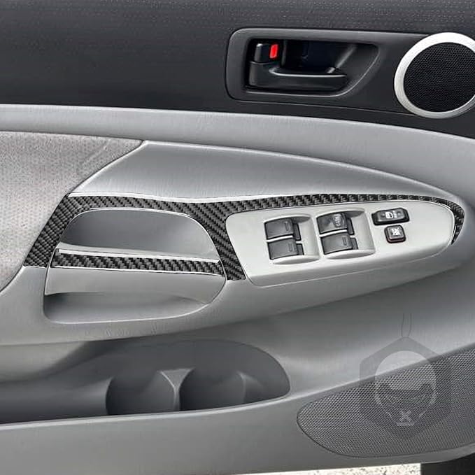 NVCNX Real Premium Carbon Fiber for Toyota 2nd Gen Tacoma Accessories 2005-2015 2006 2007 2008 2009 2010 2011 2012 2013 2014 Car Door Window Switch Cover Interior Trim Sticker Decal 6PCs - for 4-Door